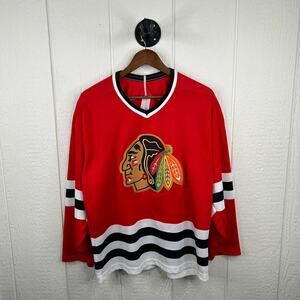 Vintage 90’s Red Chicago Blackhawks Hockey NHL Jersey Size Large